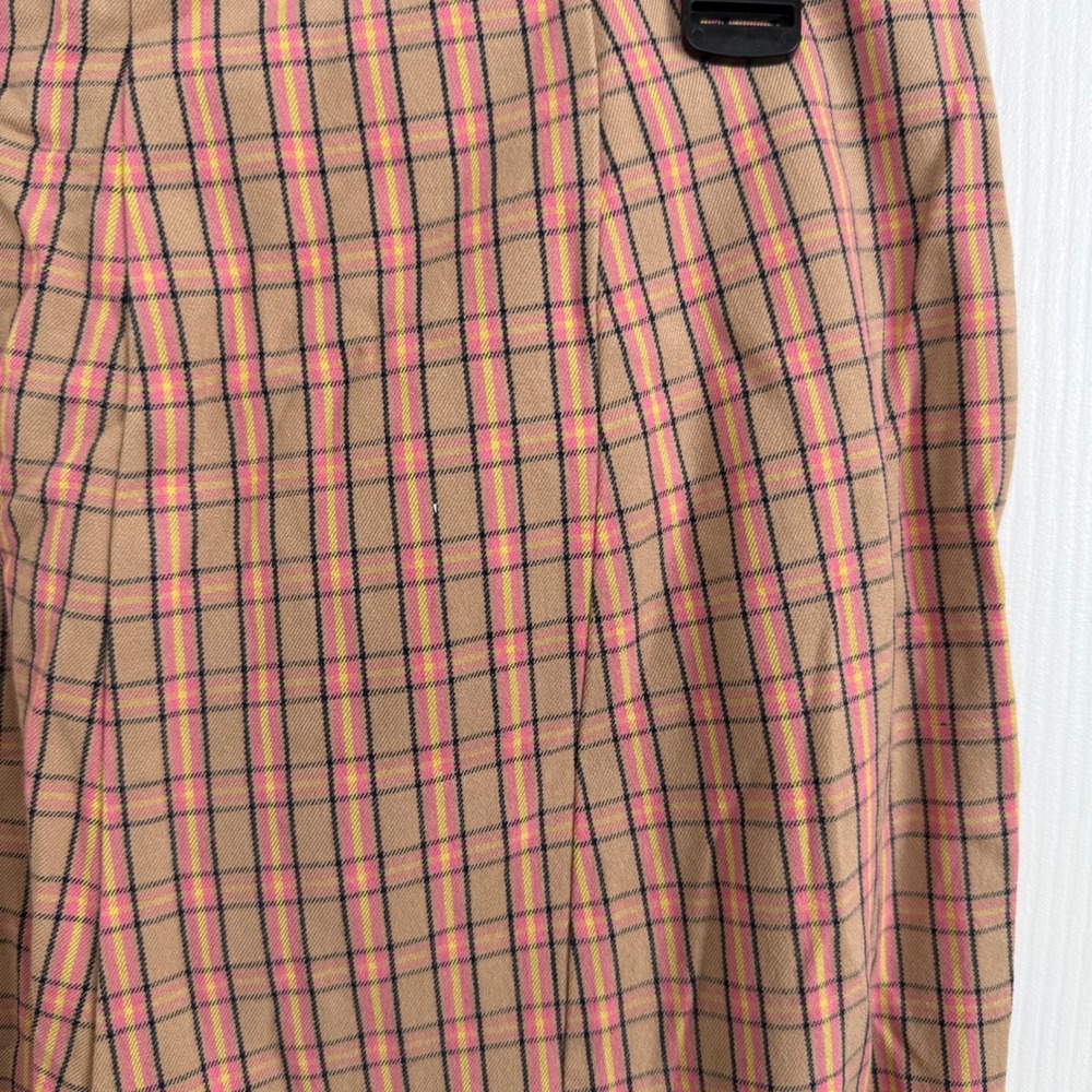 Anthropologie The Essential Slim‎ Plaid Cropped Pants Women's US 10 Pink Tan - Picture 10 of 13